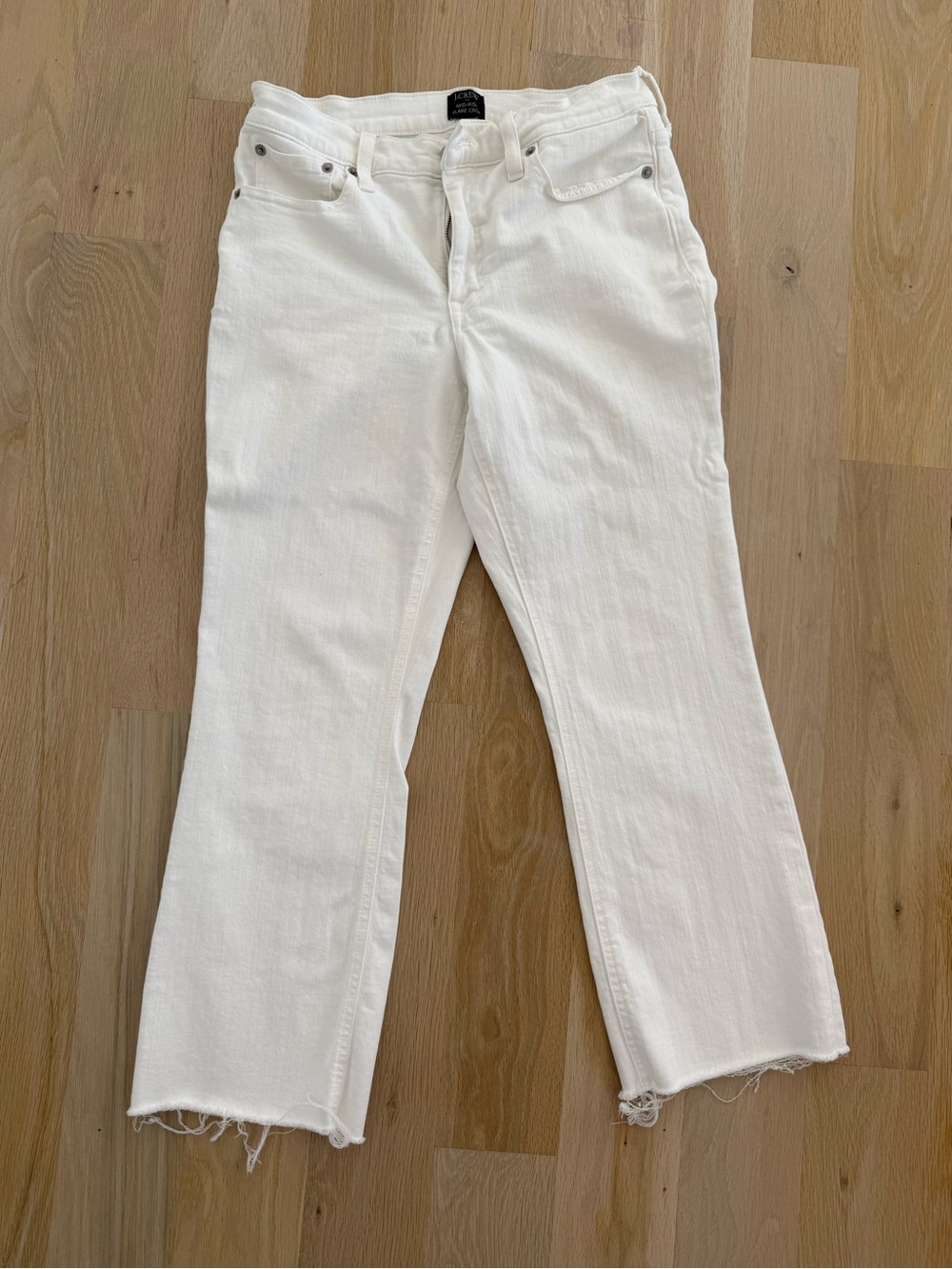 J. Crew Factory Mid Rise Flare Crop White Jeans